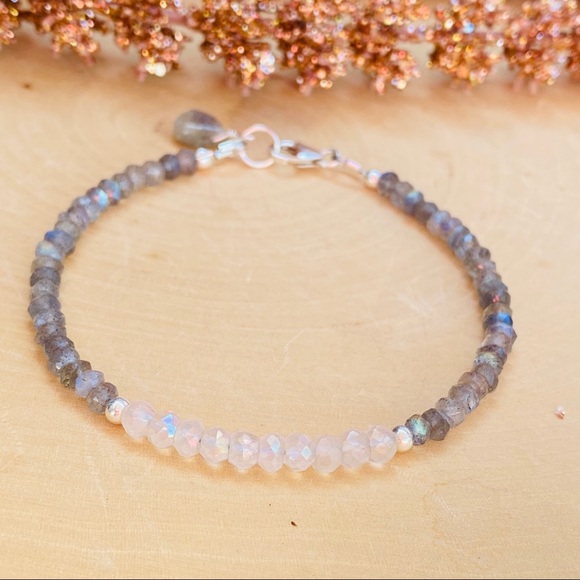 Moonstone & Labradorite Sterling Silver Bracelet - Picture 12 of 13